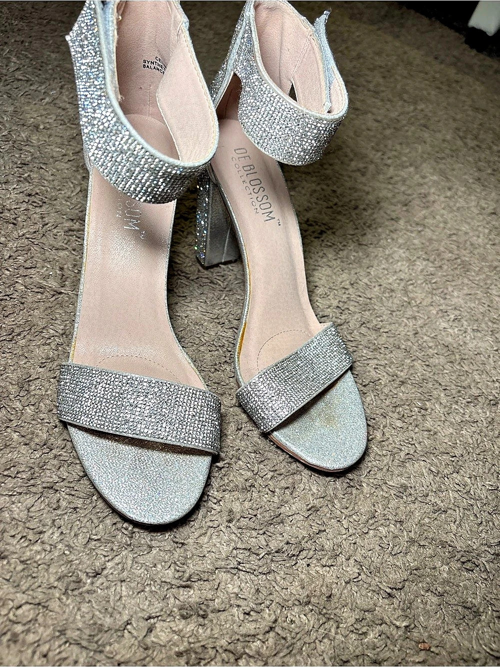 Guess Silver Rhinestone Heels Like New
